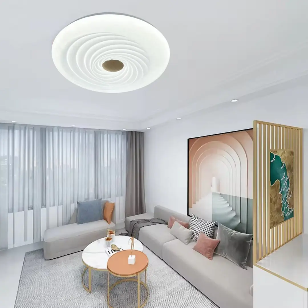 Wood Grain Circular Ceiling Light with Spiral Design YW-C...