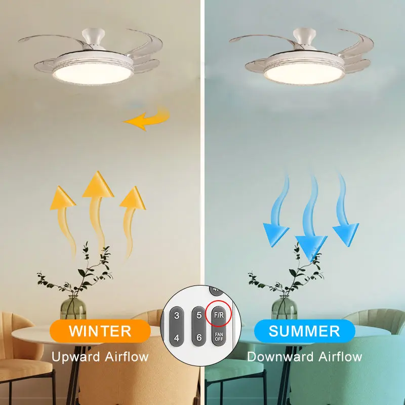 LED Ceiling Fan Light with Crystal Frame YW-MEL993B